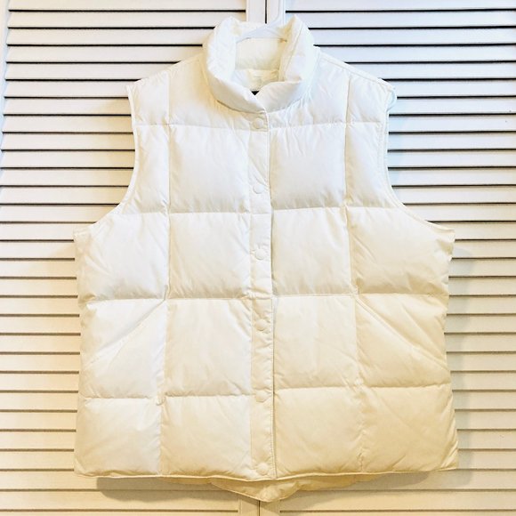Lands End Winter White/ Down Puffer Vest - Picture 1 of 4